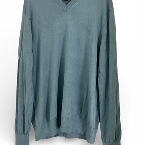 85% Silk 15% Cashmere Banana Republic Teal V-Neck Sweater for Men